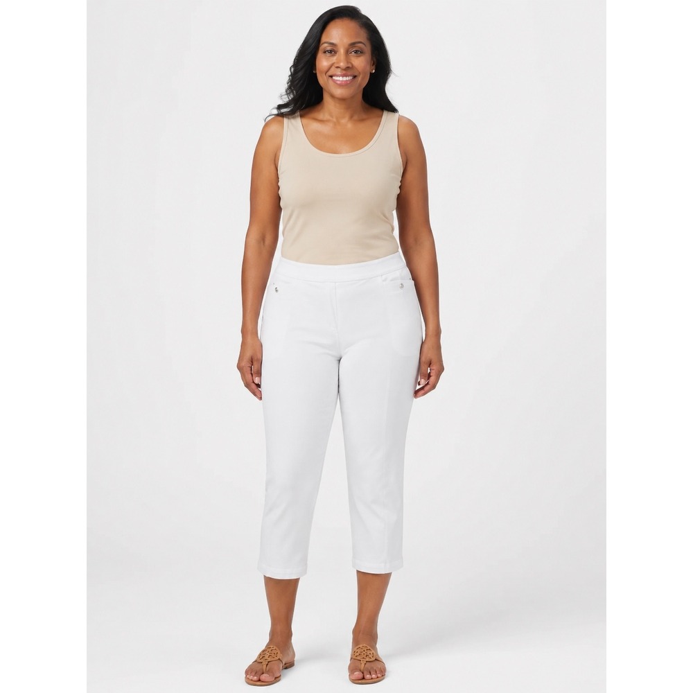 Chicos Brigitte So Slimming Crop Pants White Size 2 Cotton Blend Stretch Capris